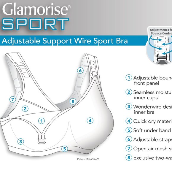 Set of 3! 32B Glamorise SPORT Bra (DOUBLE-LAYER) Wicking (UNDERWIRED) PURPLE NEW - Picture 6 of 14